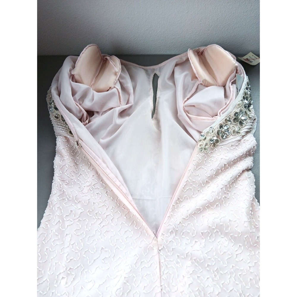 NOS Jennifer Evening Gown MED Pink Midi Silk Bead‎ Sequin Keyhole Barbicore Glam - Picture 10 of 16